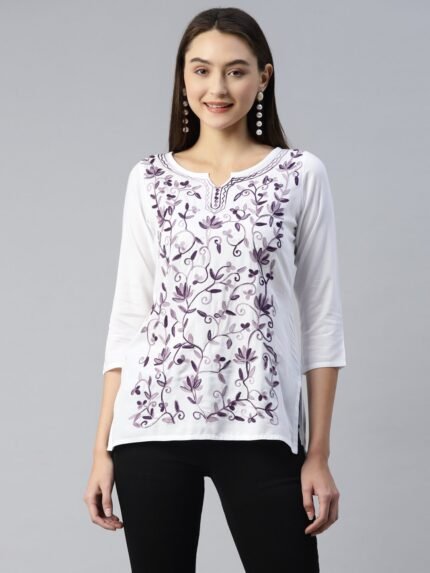 Jannat Kashmiri White Kurti