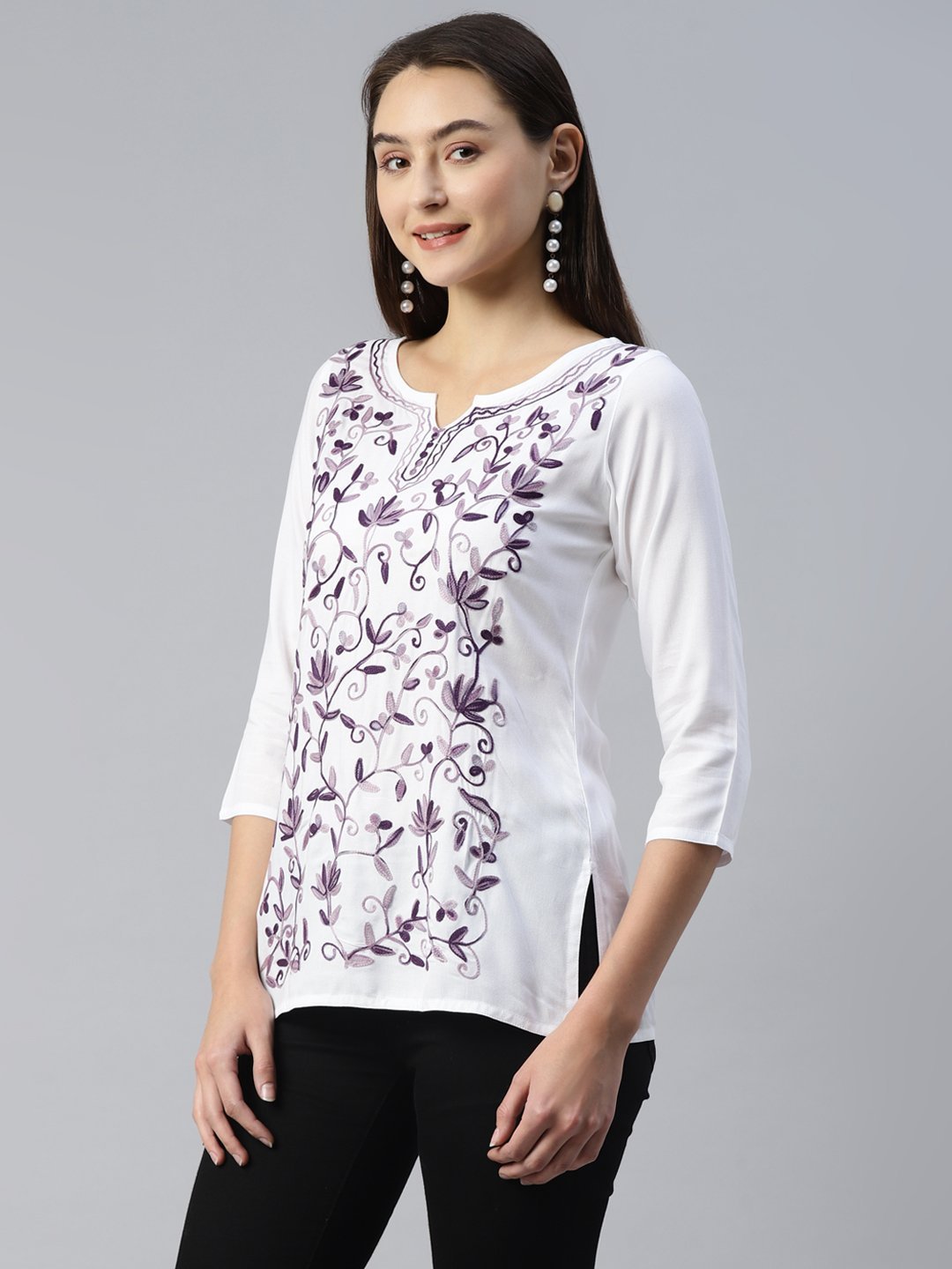 Jannat Kashmiri White Kurti - Image 3