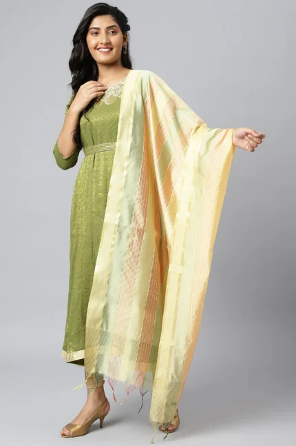 Women's Multi Gold Banarsi Dupatta