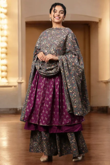 Grey Georgette Festive Dupatta