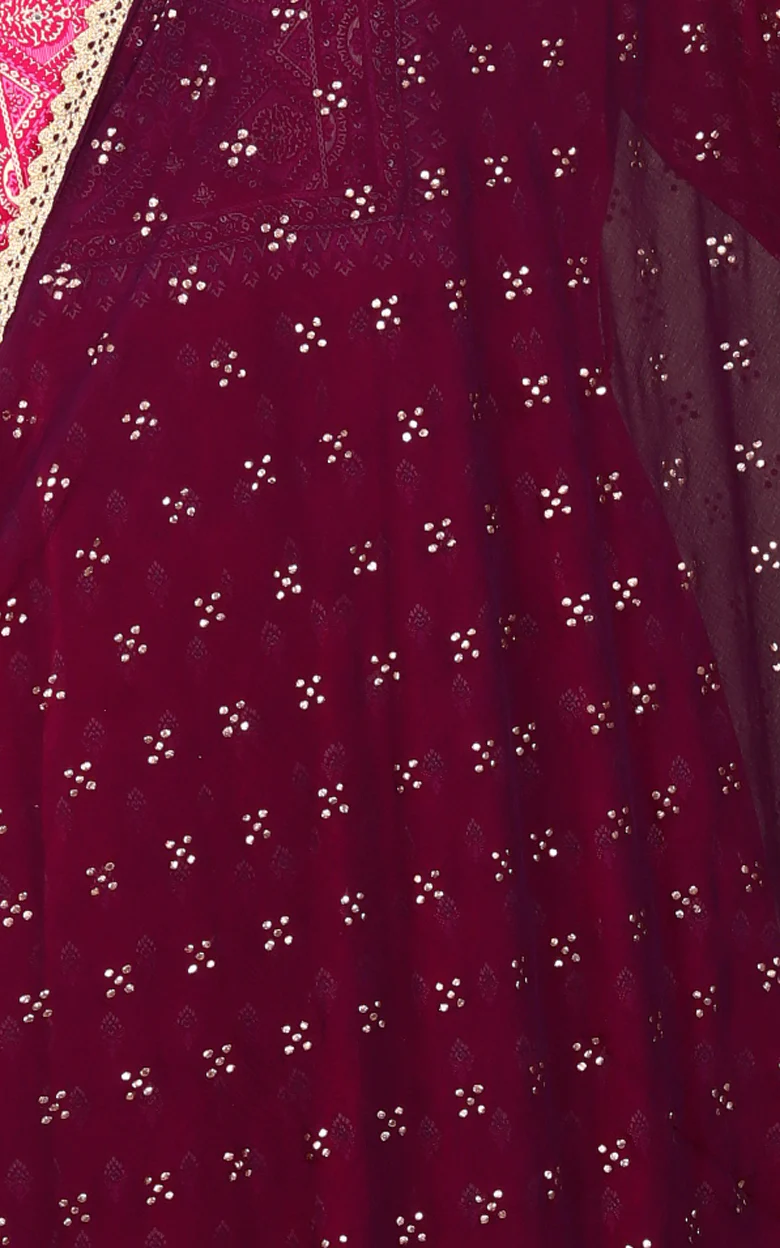 Purple Chiffon Printed Dupatta - Image 3