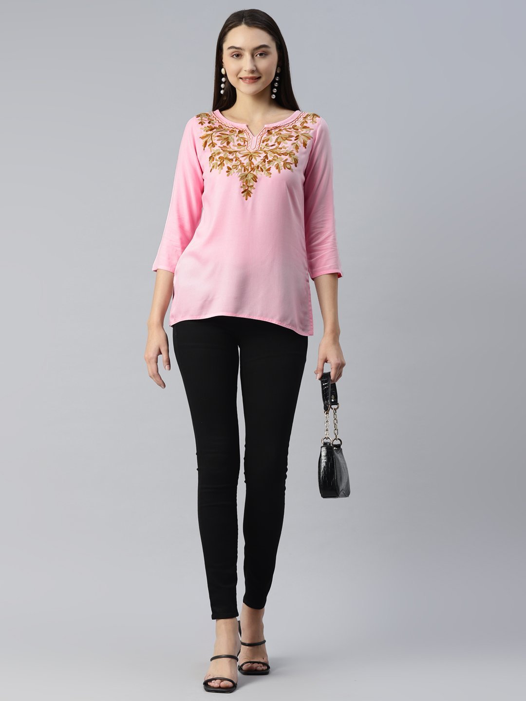 Aliyna Kashmiri Pink Kurti - Image 5