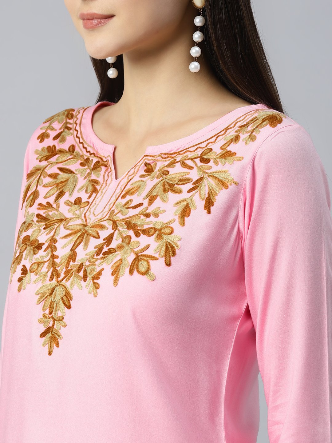 Aliyna Kashmiri Pink Kurti - Image 8