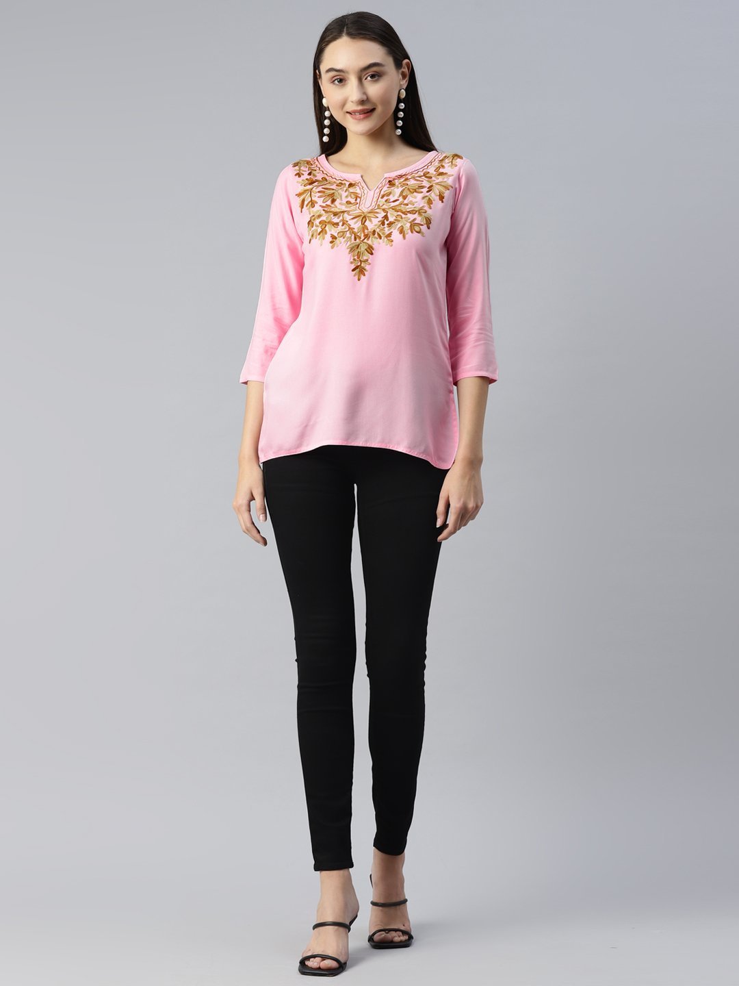 Aliyna Kashmiri Pink Kurti - Image 9