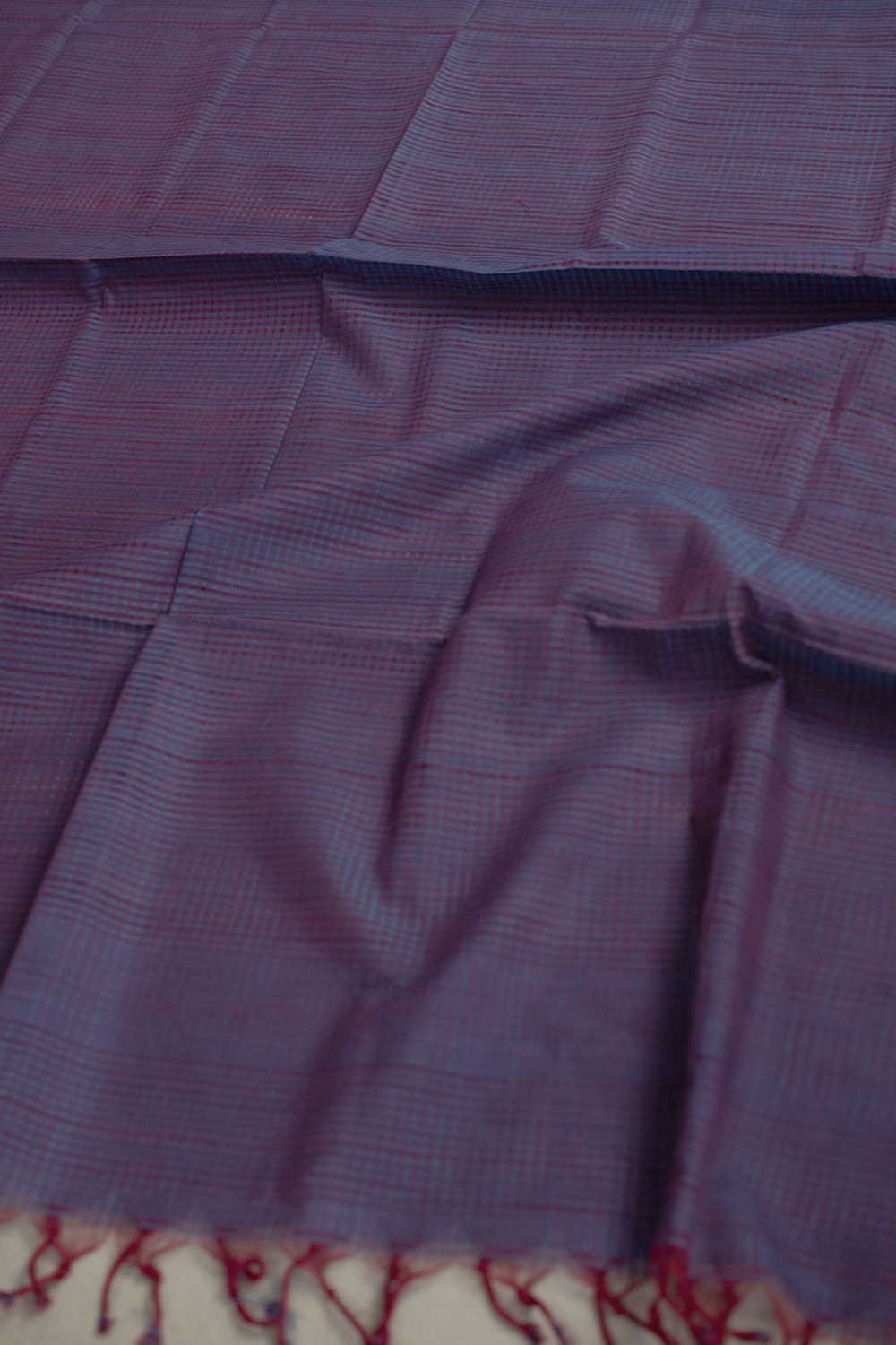 Twin Shaded Purple Handwoven Cotton Dupatta - Image 4