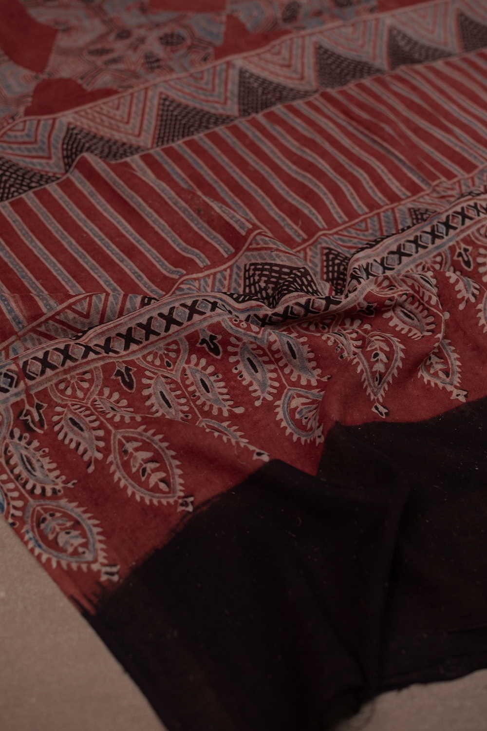 Maroon Ajrak Mul Cotton Dupatta - Image 4