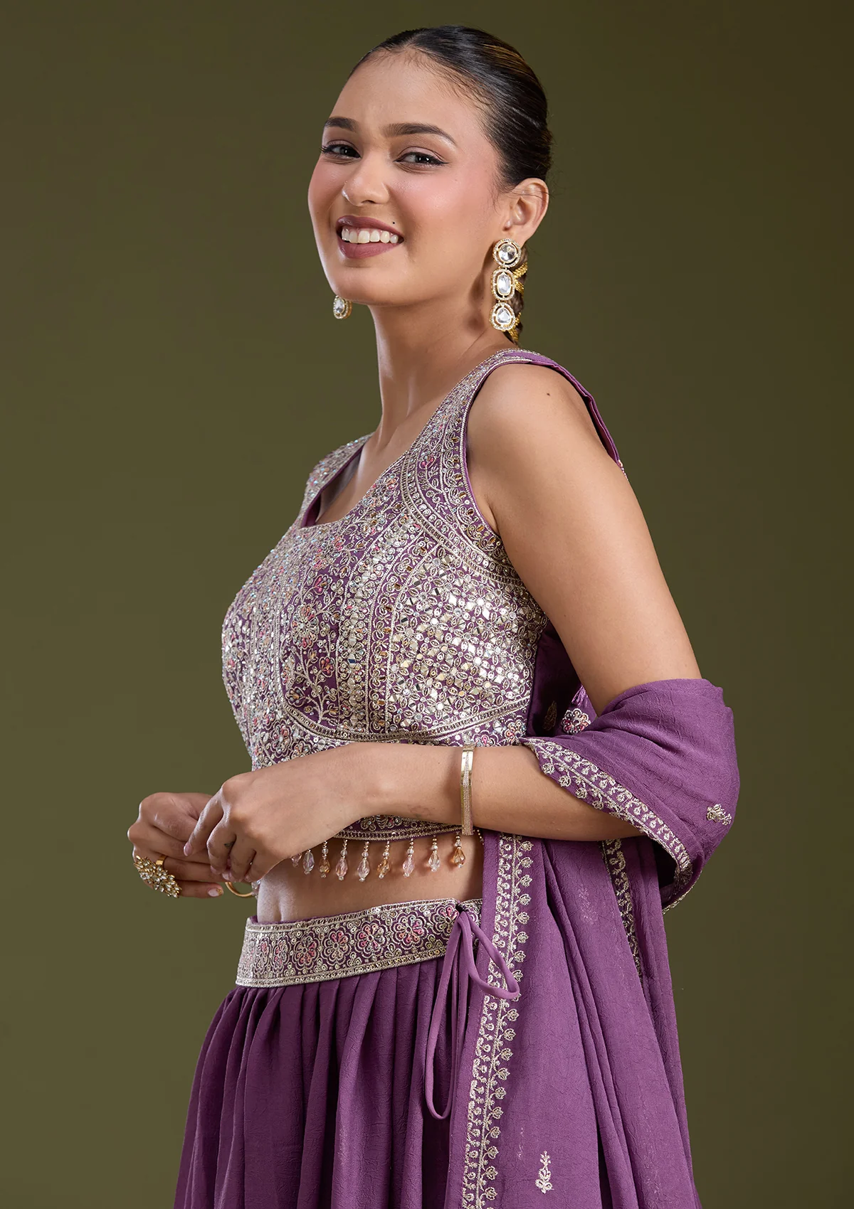 Zariwork (Silver) Soft Raw Silk Readymade Lehenga - Image 8