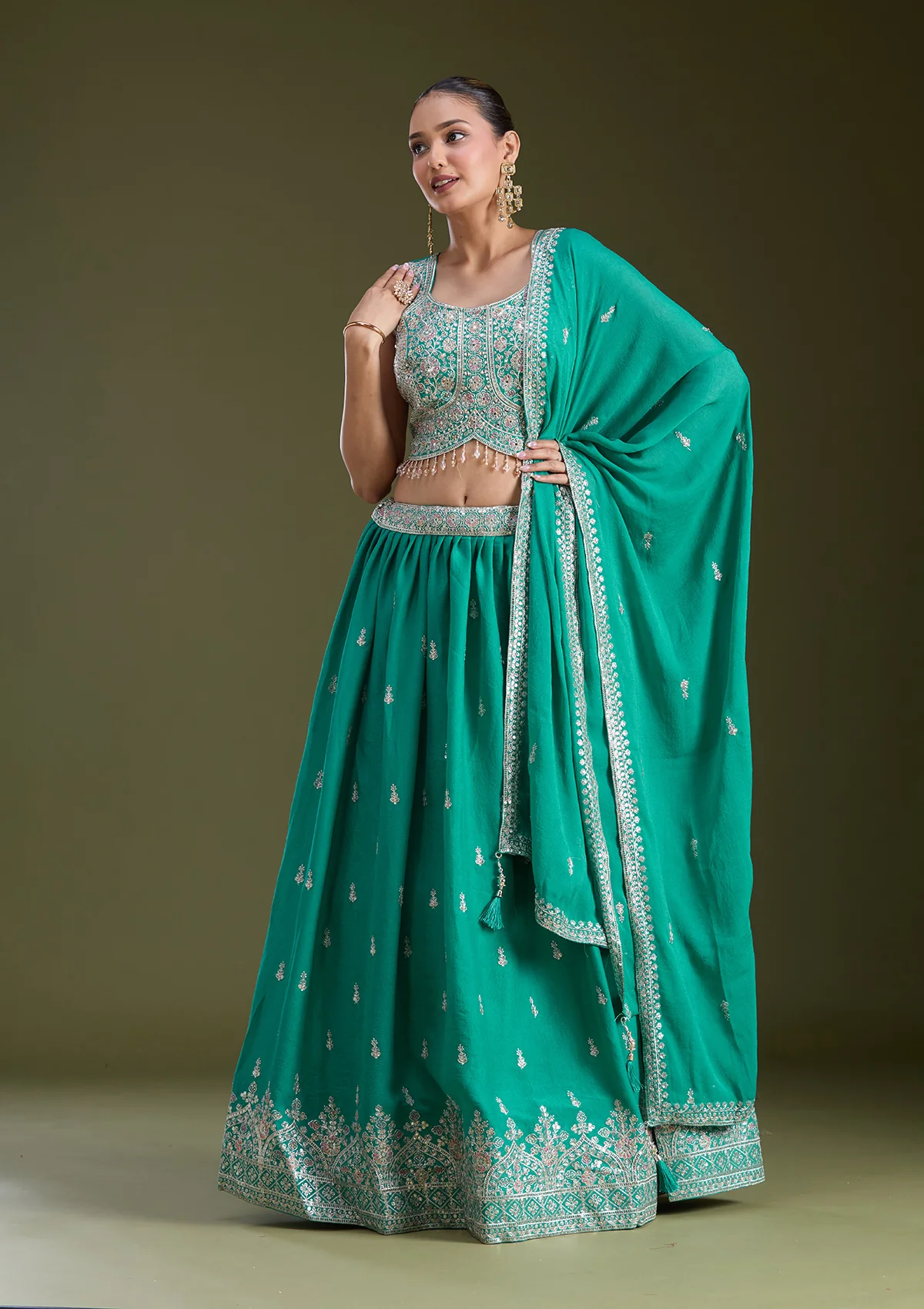 Zariwork (Silver) Soft Raw Silk Readymade Lehenga - Image 19