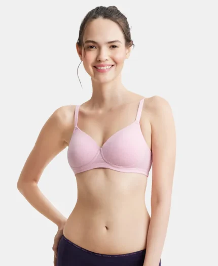 Pink Lady Melange Wire free Padded Super Combed Cotton Elastane Stretch Full Coverage Bra