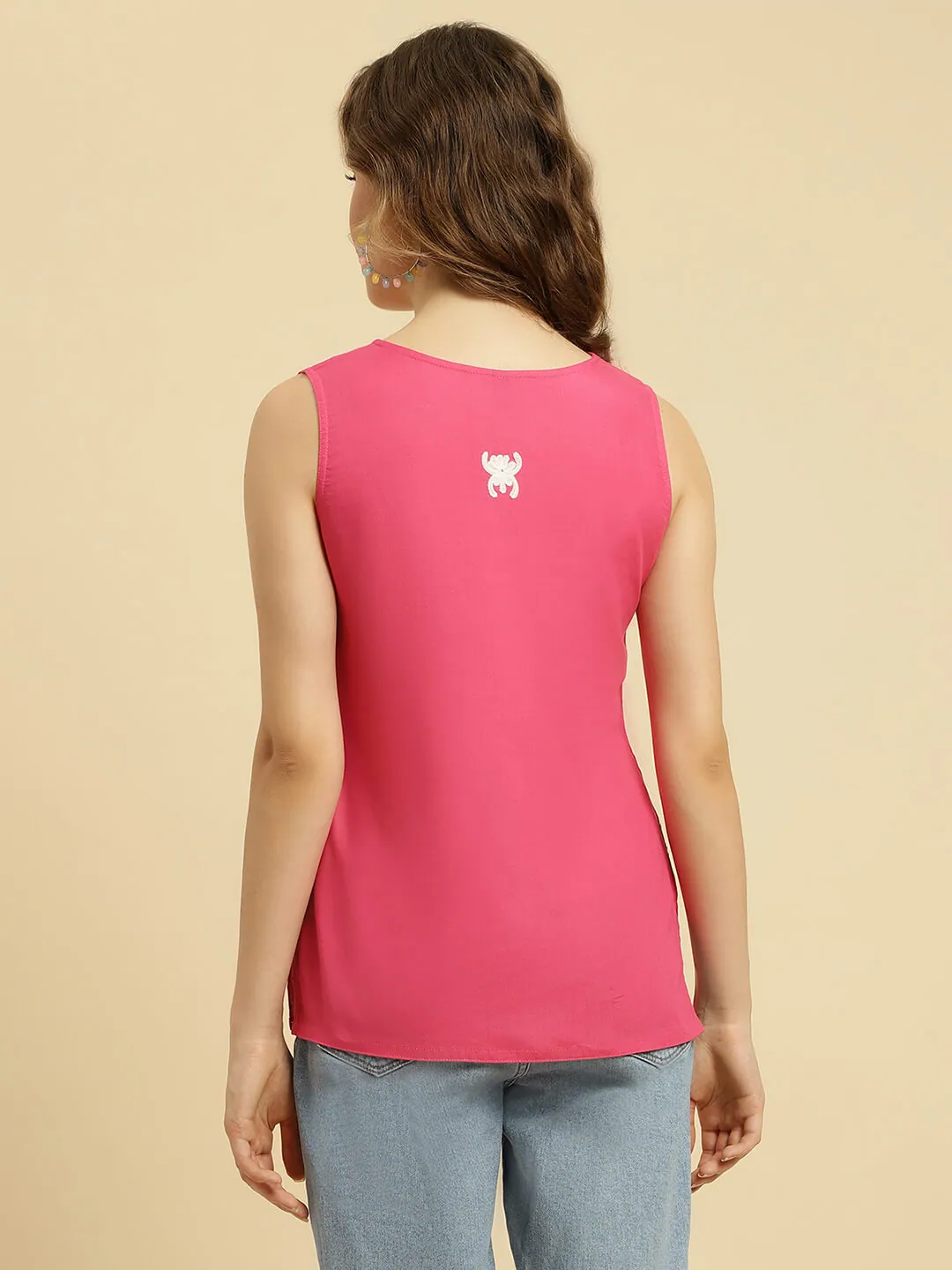 Pink Sleeveless Short Kurti - Image 3