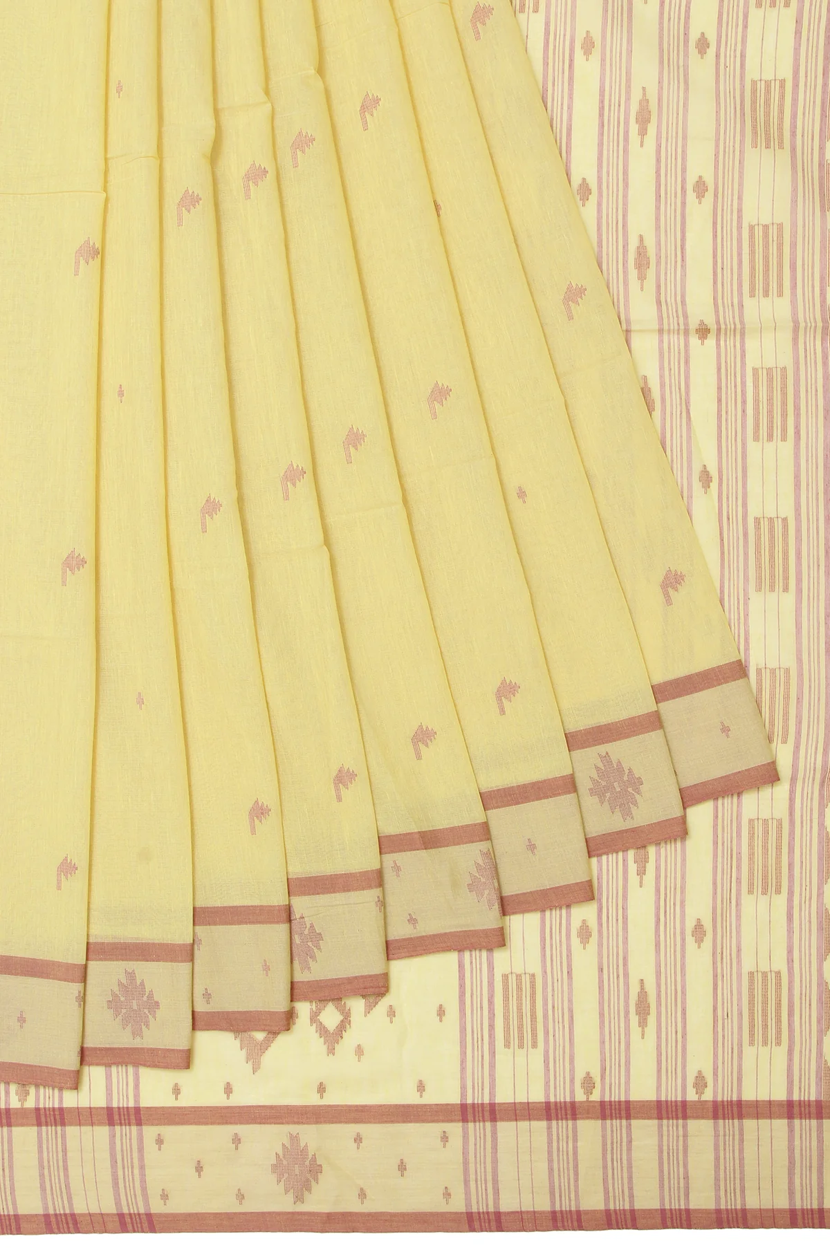 Neon Yellow Bengal Jamdani Saree