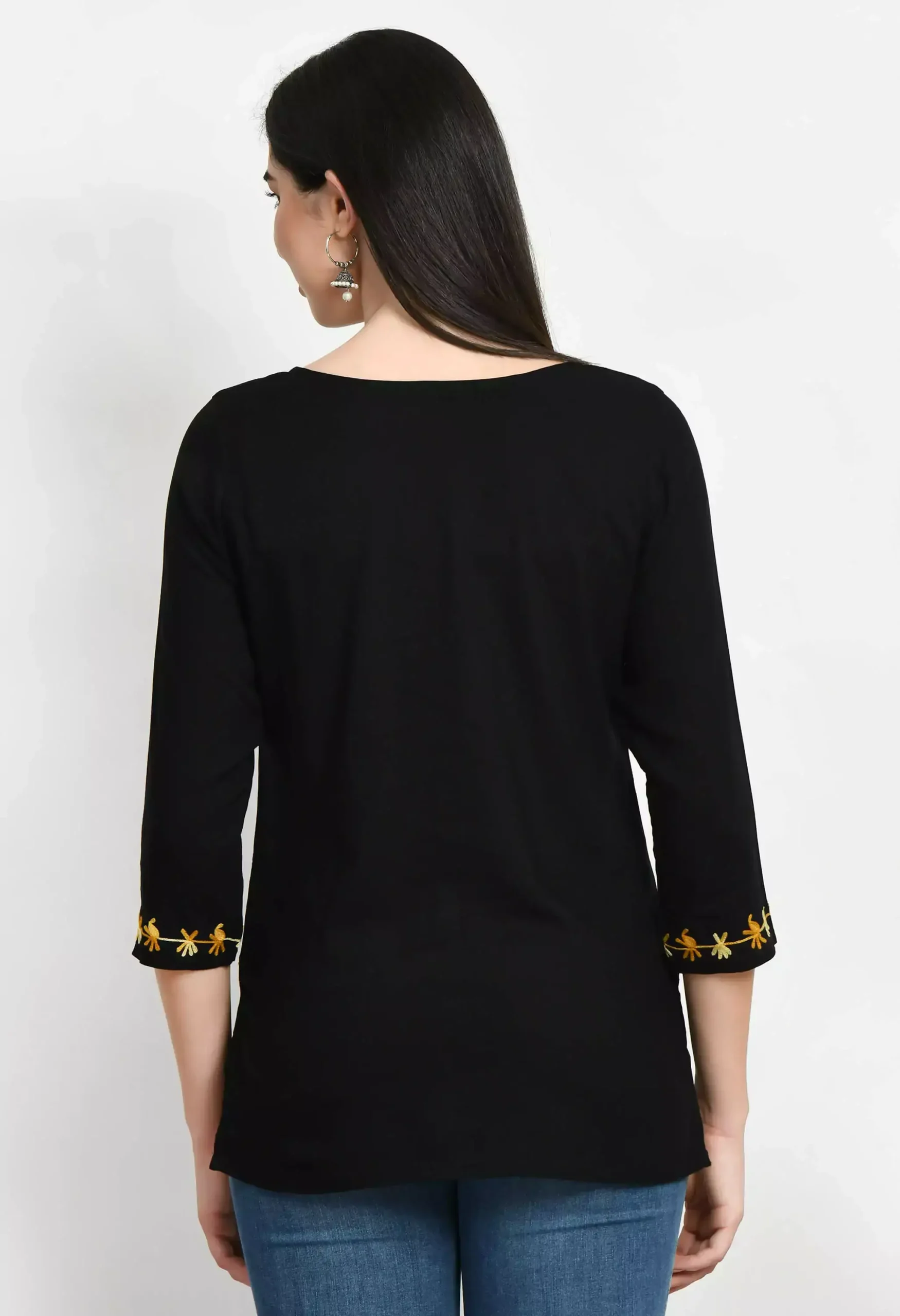 Black Kashmiri Embroidered Short Kurti - Image 6