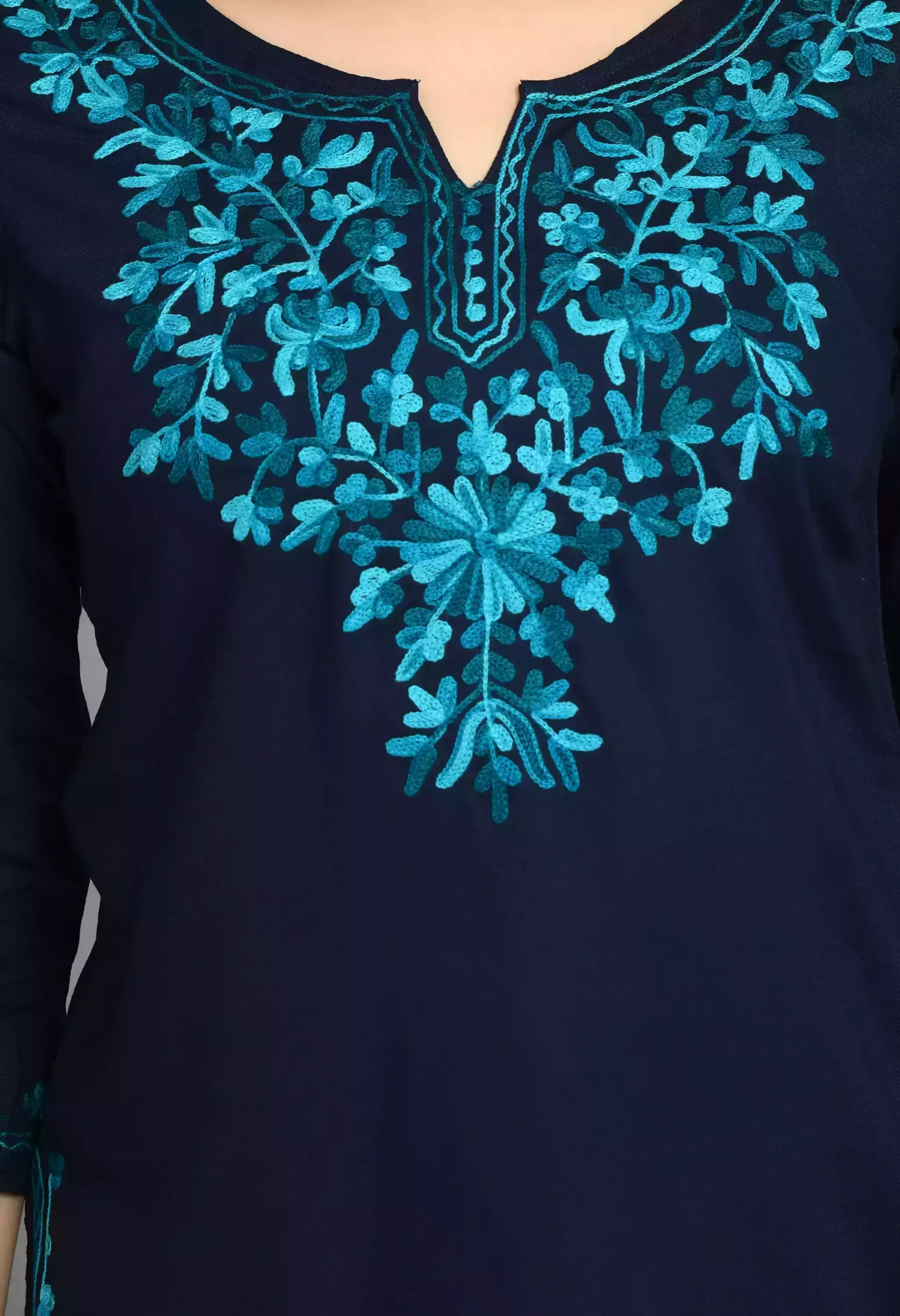 Blue Kashmiri Short Kurti - Image 2