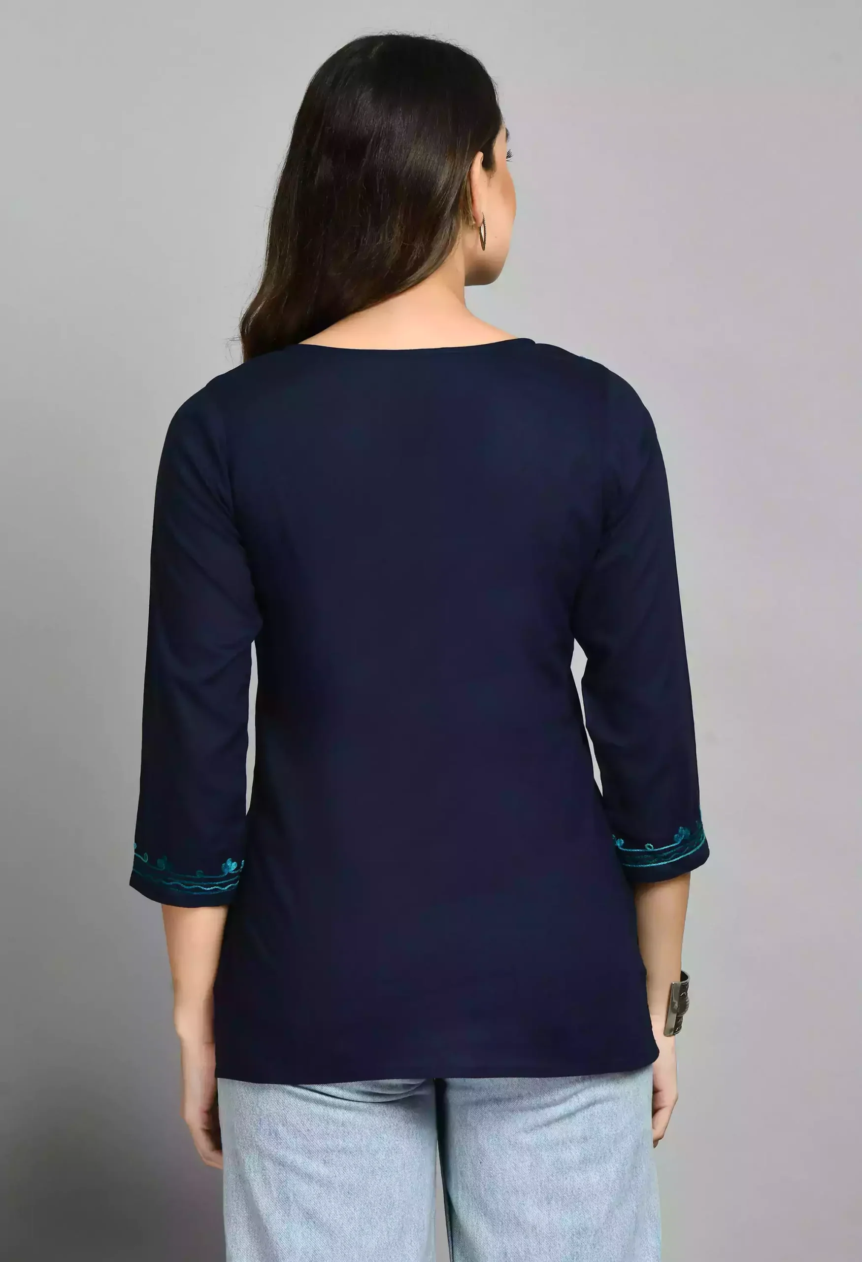 Blue Kashmiri Short Kurti - Image 5