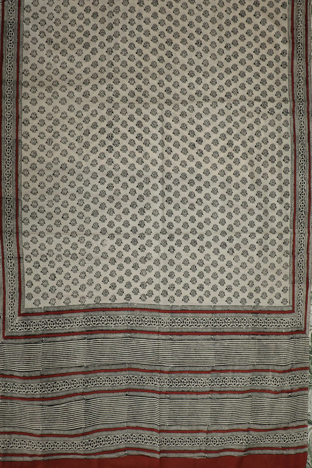 Motifs on Cream Block Printed Mul Cotton Dupatta - Image 4