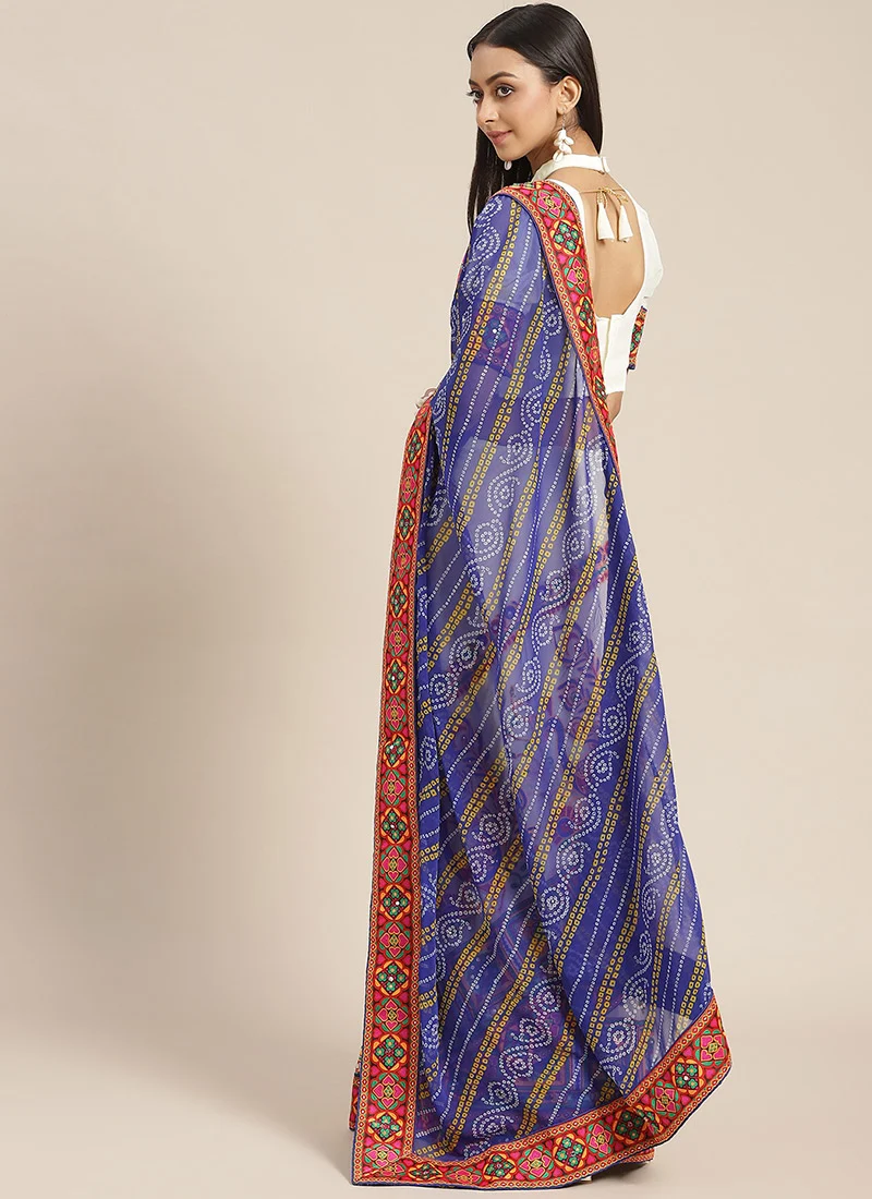Embroidery Kutch Work Peacock Pattern Saree Festive Wear - Image 5