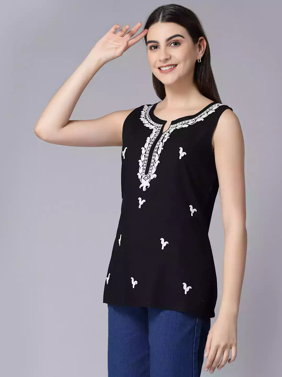 Laiba Black Sleeveless Short Kurti - Image 6