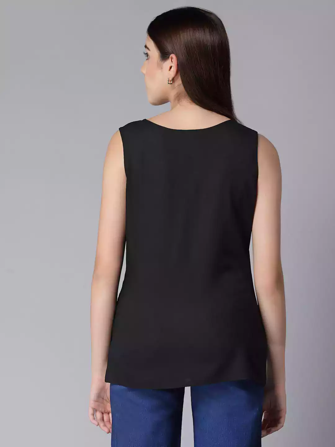 Laiba Black Sleeveless Short Kurti - Image 5