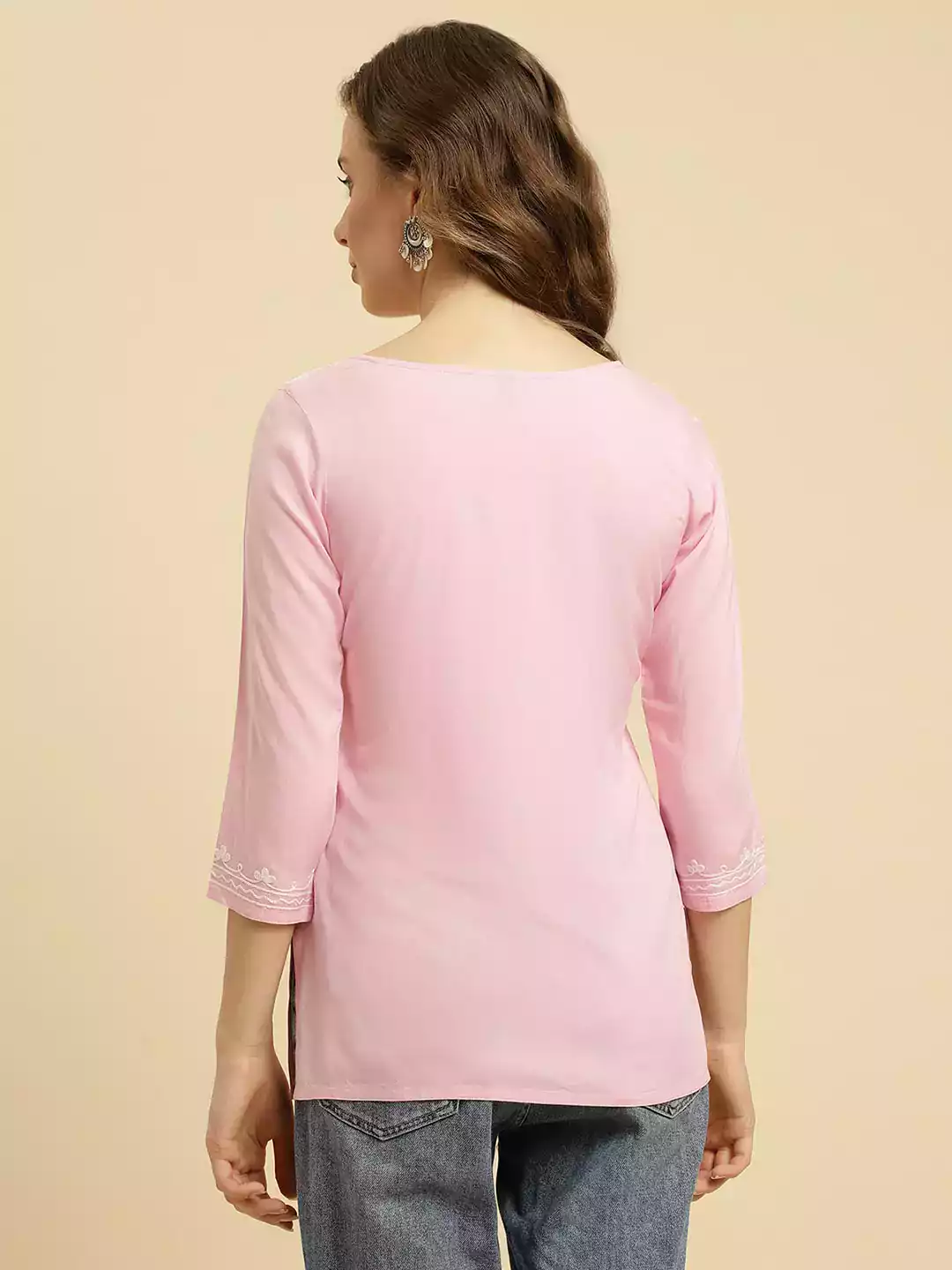 Light Pink Kashmiri Short Kurti - Image 7