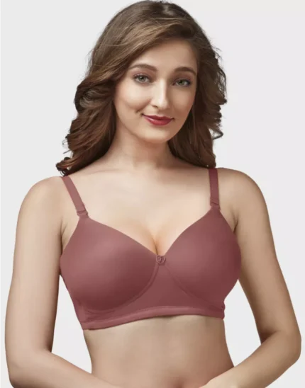 Chestnut Moulded Feather Non Padded Full Coverage Women Bra