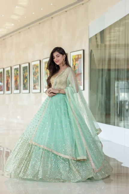 Sequin Mint Green Lehenga