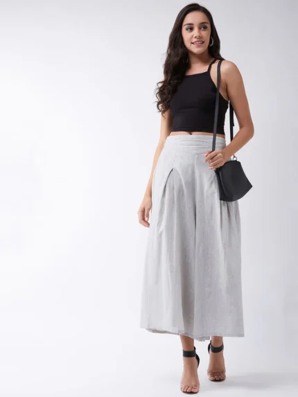 Grey Smart Casual Handloom Palazzo