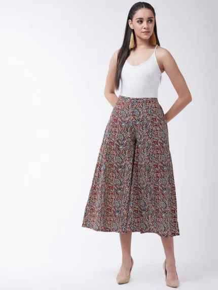 Maroon Printed Kalamkari Handloom Palazzo