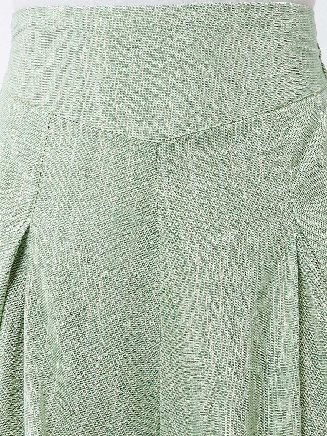 Green Smart Casual Handloom Palazzo - Image 7