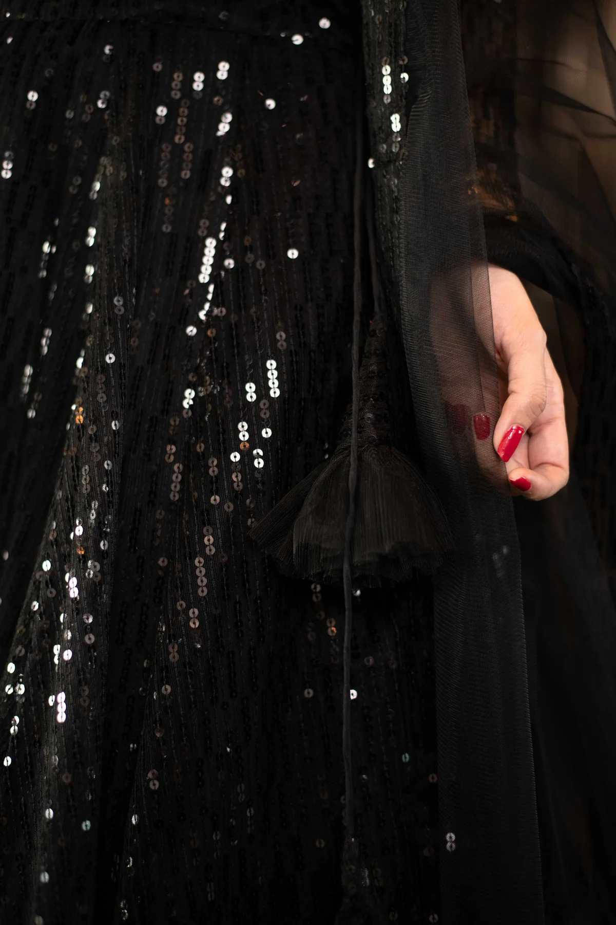 Sequin Work Black Lehenga Choli Set - Image 7