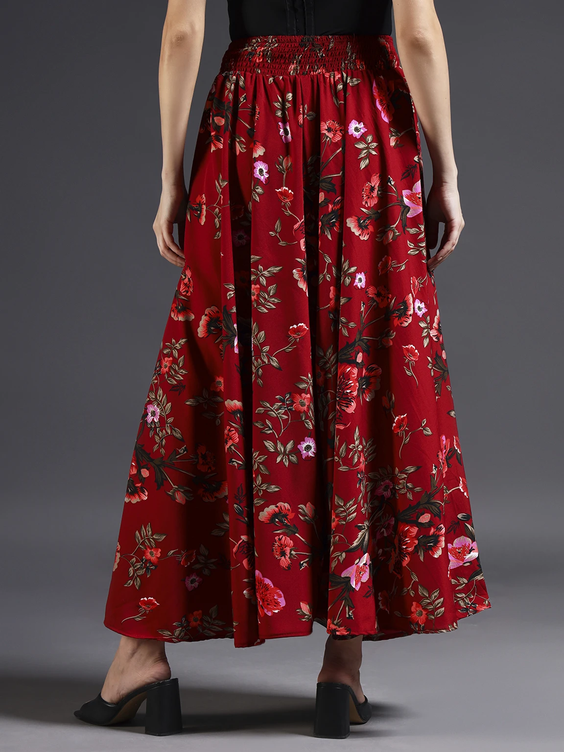 Women Flared Maroon, Green, Red Viscose Rayon Palazzos - Image 2