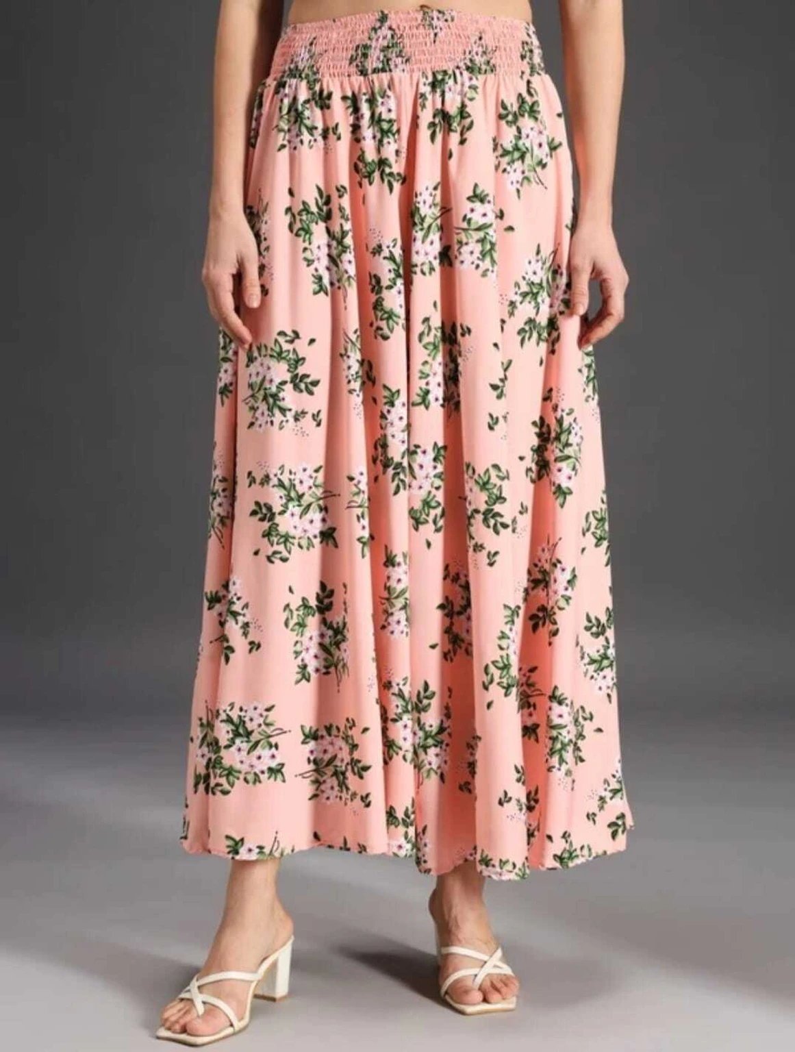 Women Flared Pink Viscose Rayon Palazzos - Image 2