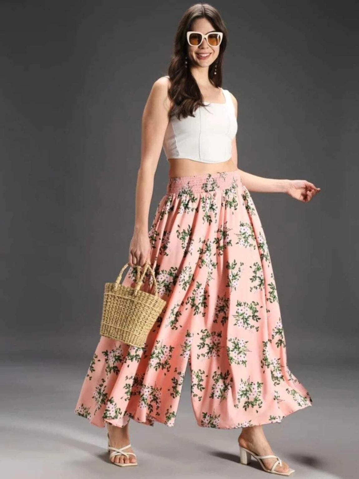 Women Flared Pink Viscose Rayon Palazzos - Image 3