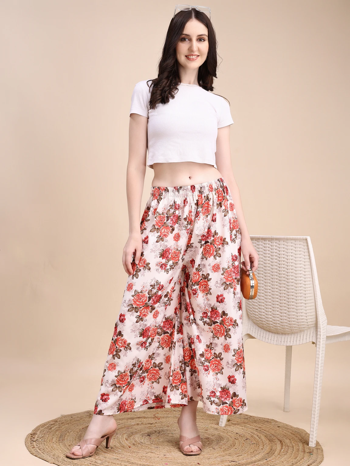 Women Flared Multicolor Viscose Rayon Palazzos - Image 4