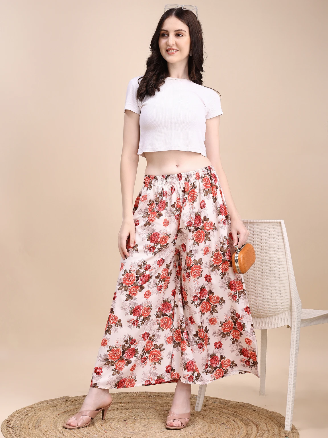 Women Flared Multicolor Viscose Rayon Palazzos - Image 5