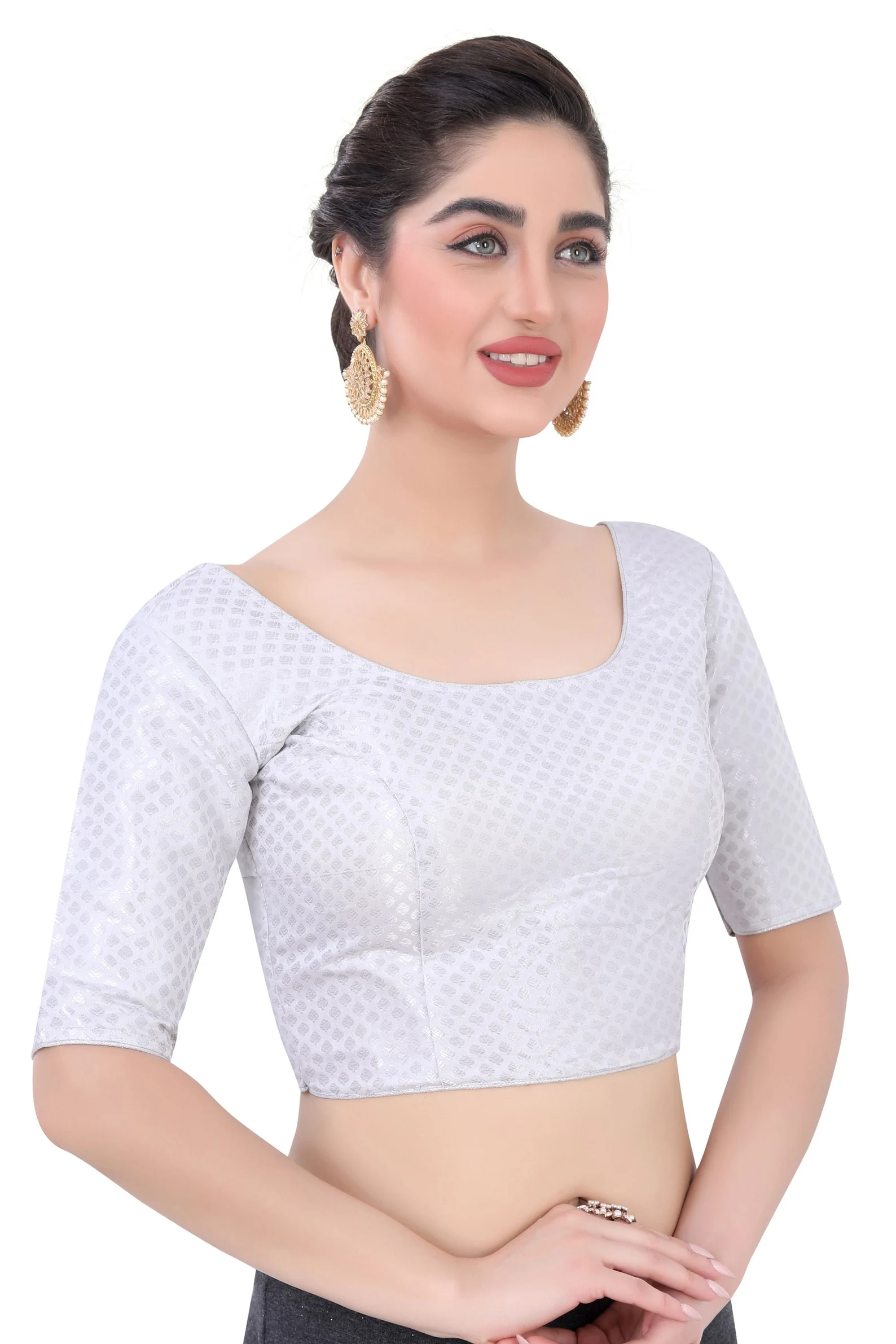 Long Sleeves Women's Brocade Blouse for partywear sarees. - Image 4