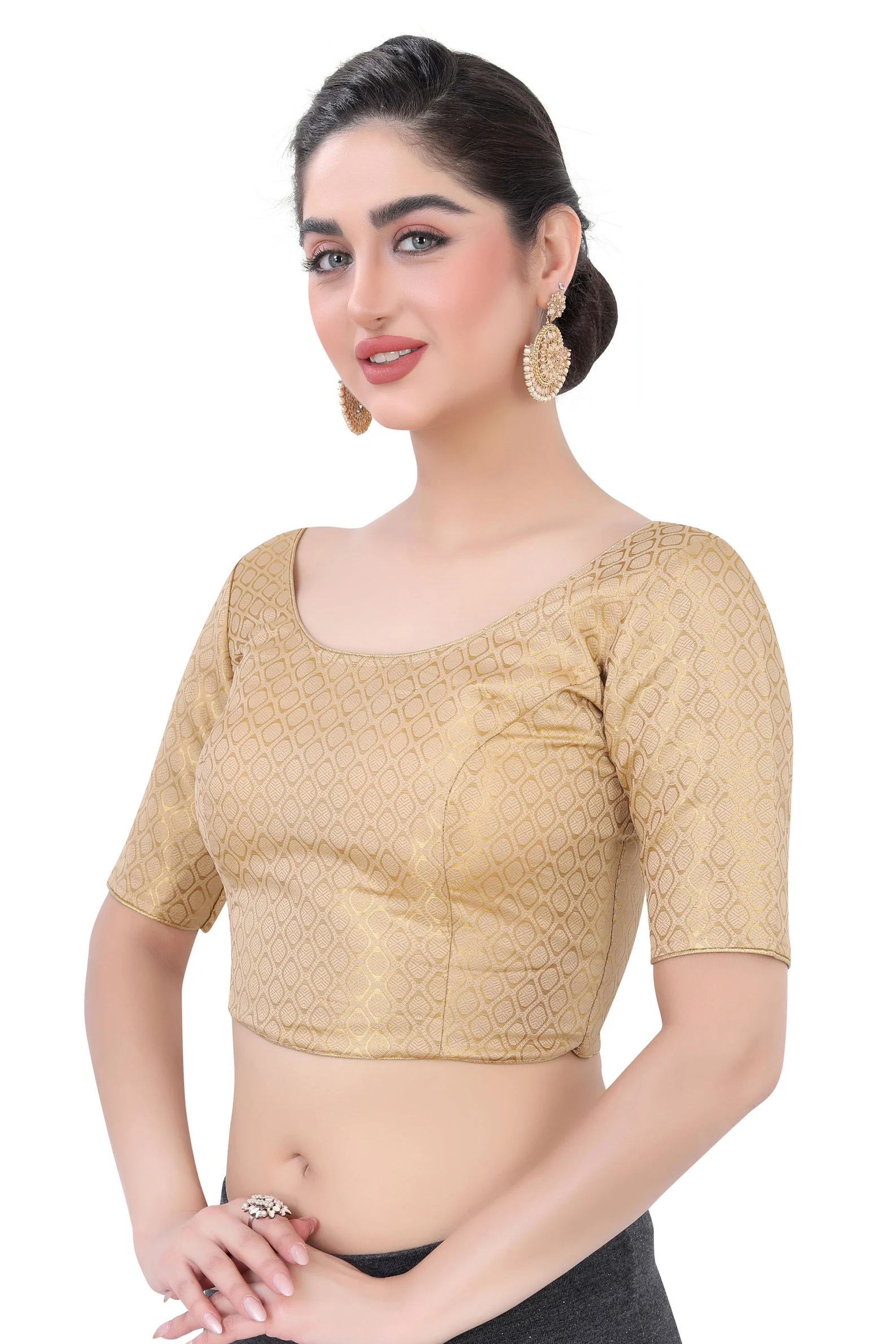 Long Sleeves Women's Brocade Blouse for partywear sarees. - Image 5