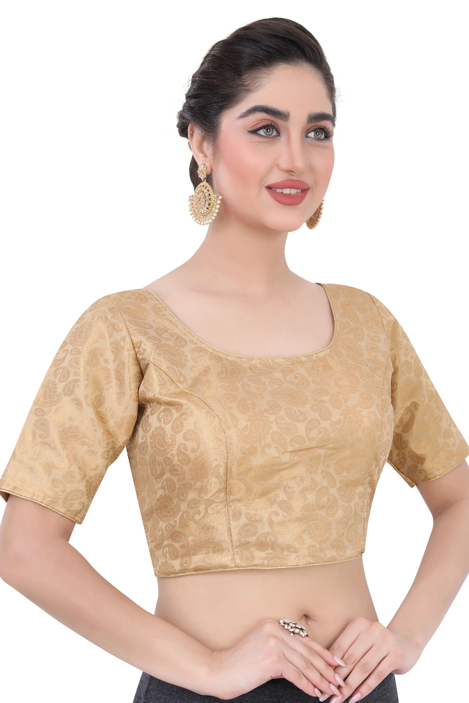 Long Sleeves Women's Brocade Blouse for partywear sarees. - Image 6