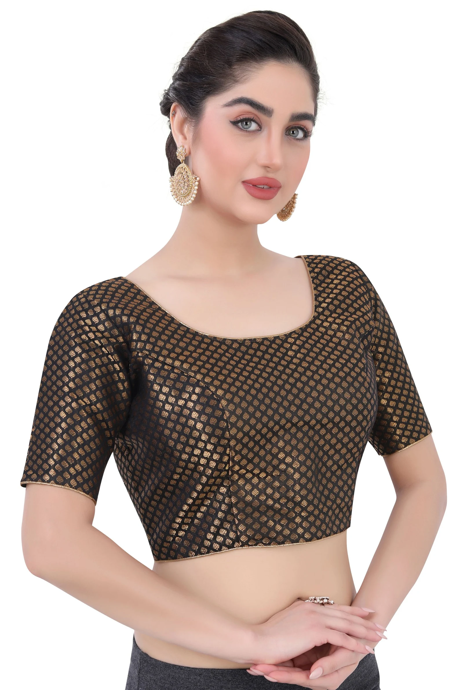 Long Sleeves Women's Brocade Blouse for partywear sarees. - Image 7