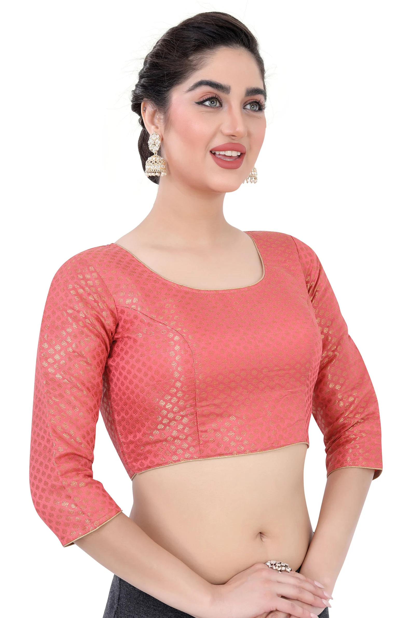 Long Sleeves Women's Brocade Blouse for partywear sarees. - Image 3