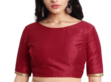 Dupion Silk Blouse, Boat Neck Saree Top, Women's Blouse