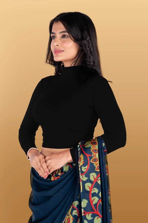 Full Sleeve Band collar Women Blouse - Image 3