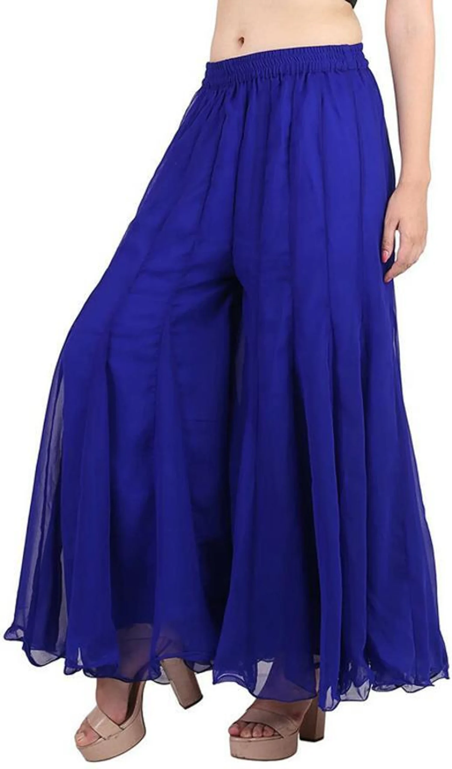 Flared Red Georgette Trousers - Image 14