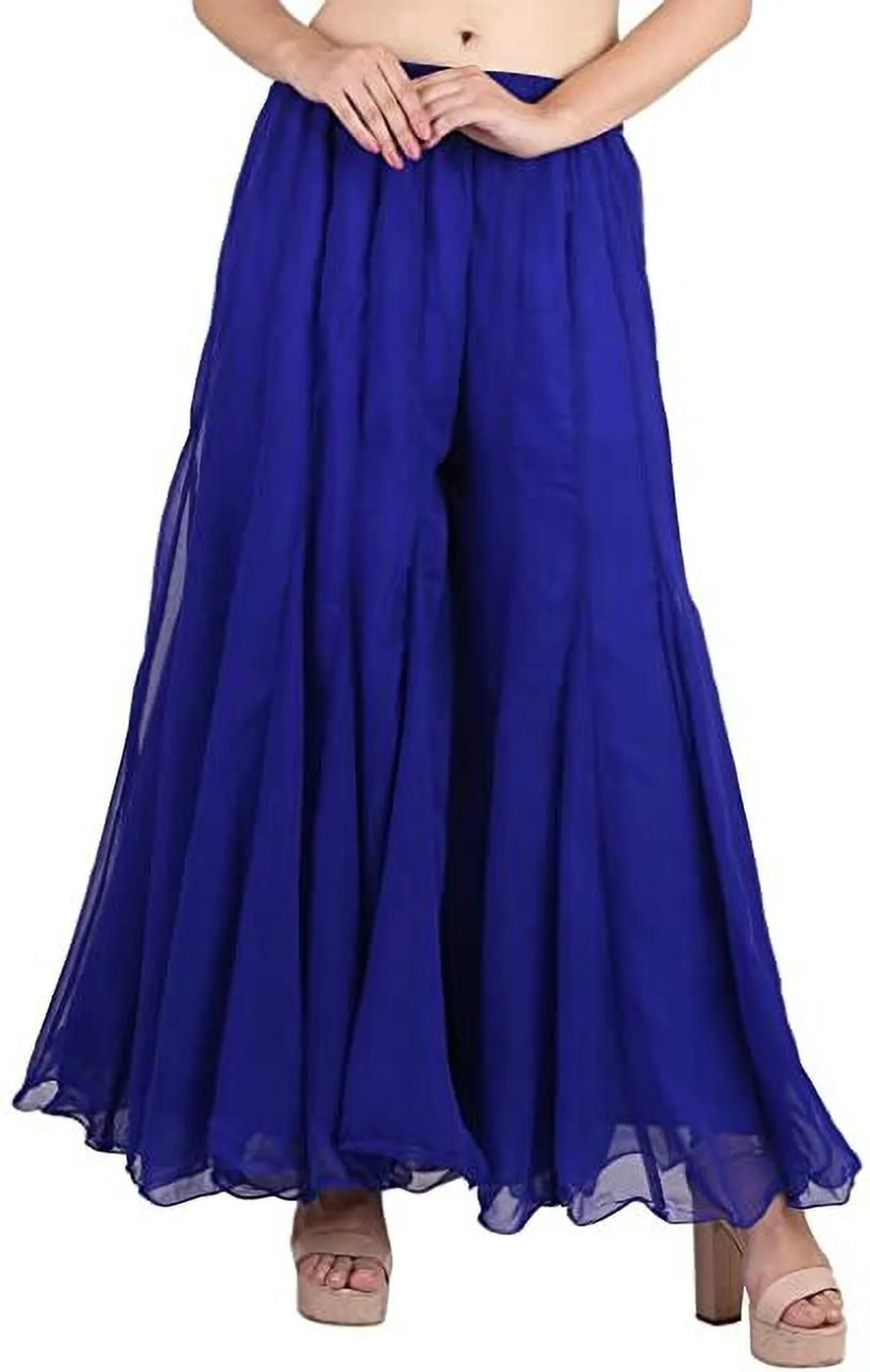 Flared Red Georgette Trousers - Image 16