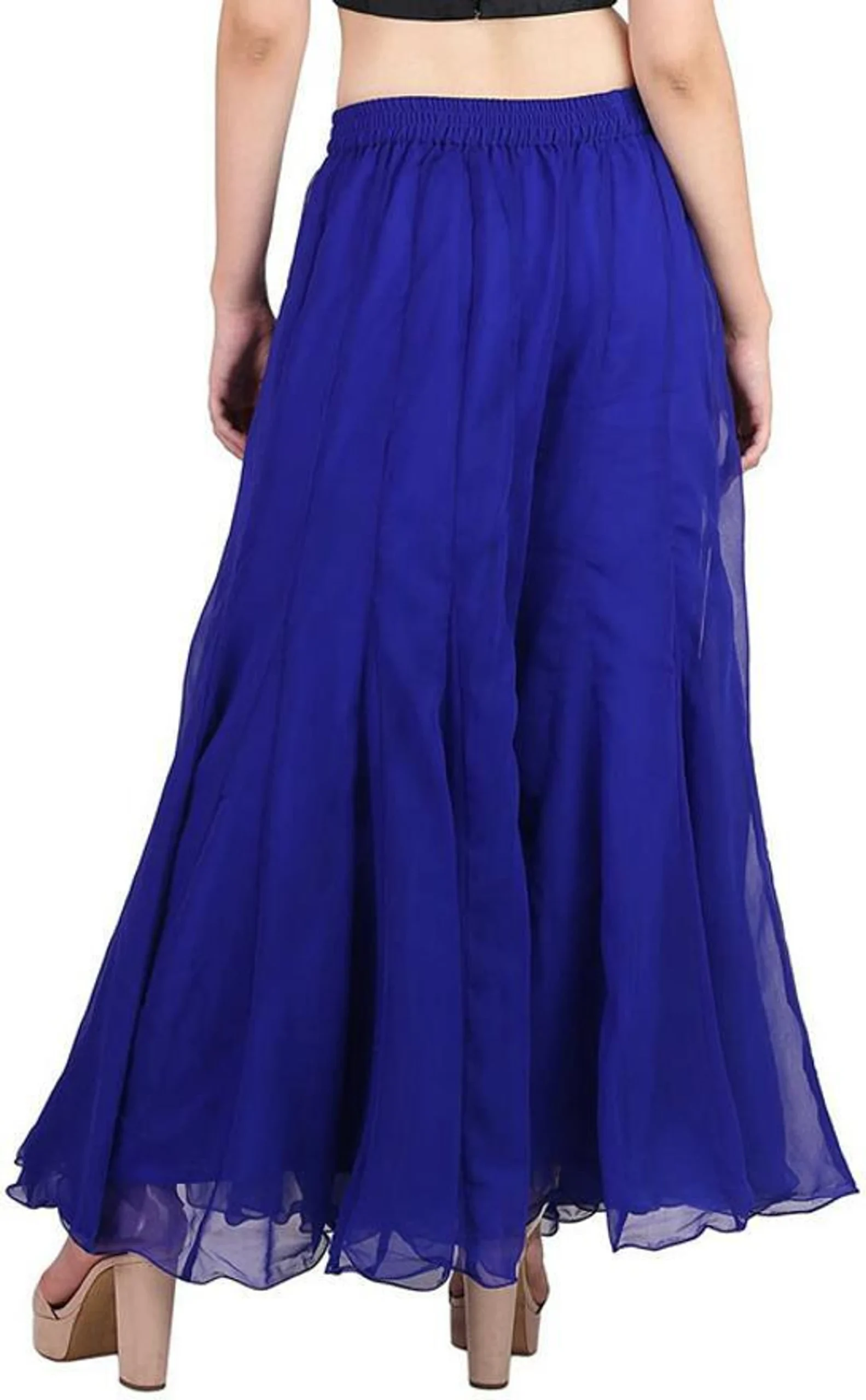 Flared Red Georgette Trousers - Image 17