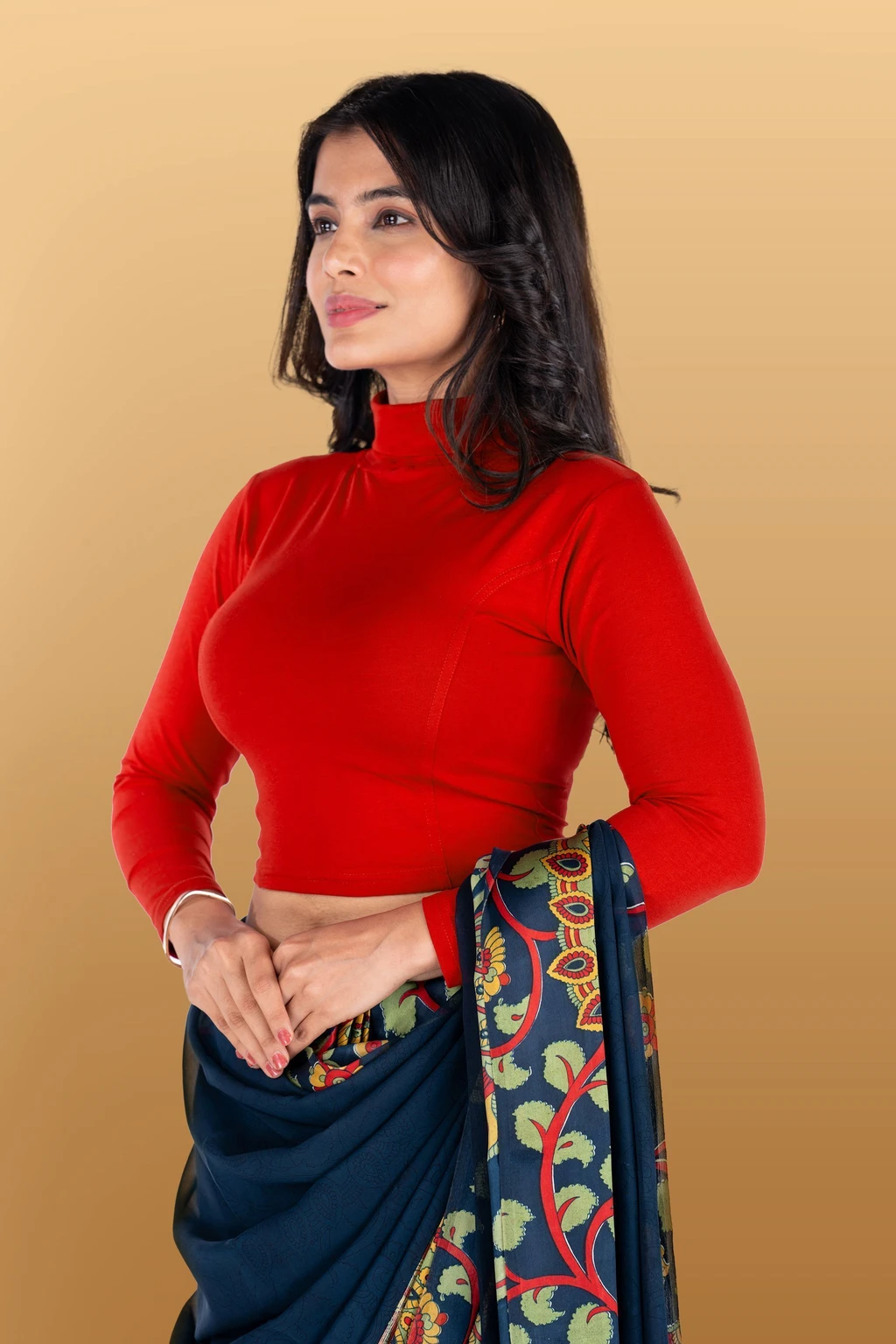 Full Sleeve Band collar Women Blouse - Image 6