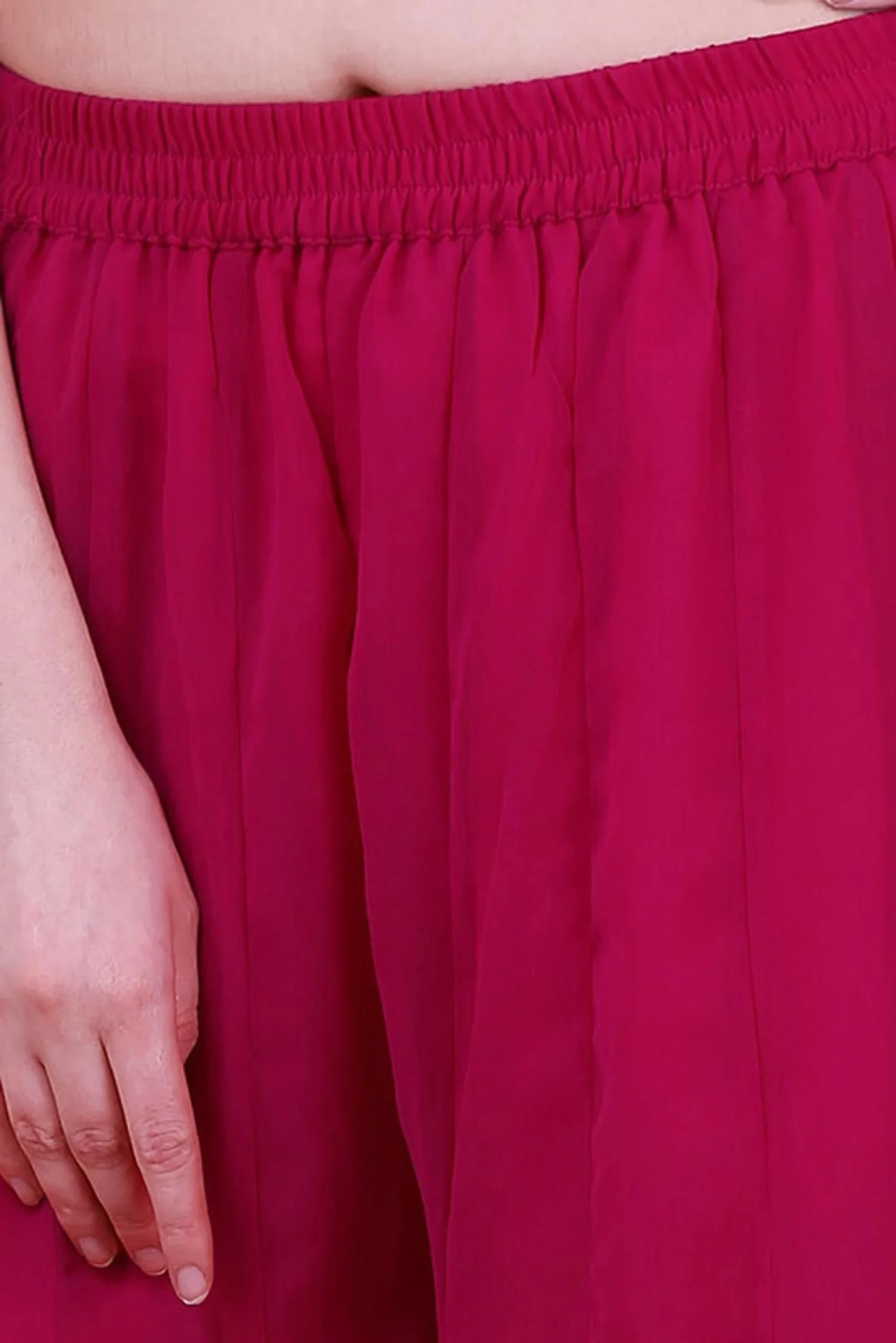 Flared Yellow Georgette Trousers - Image 2