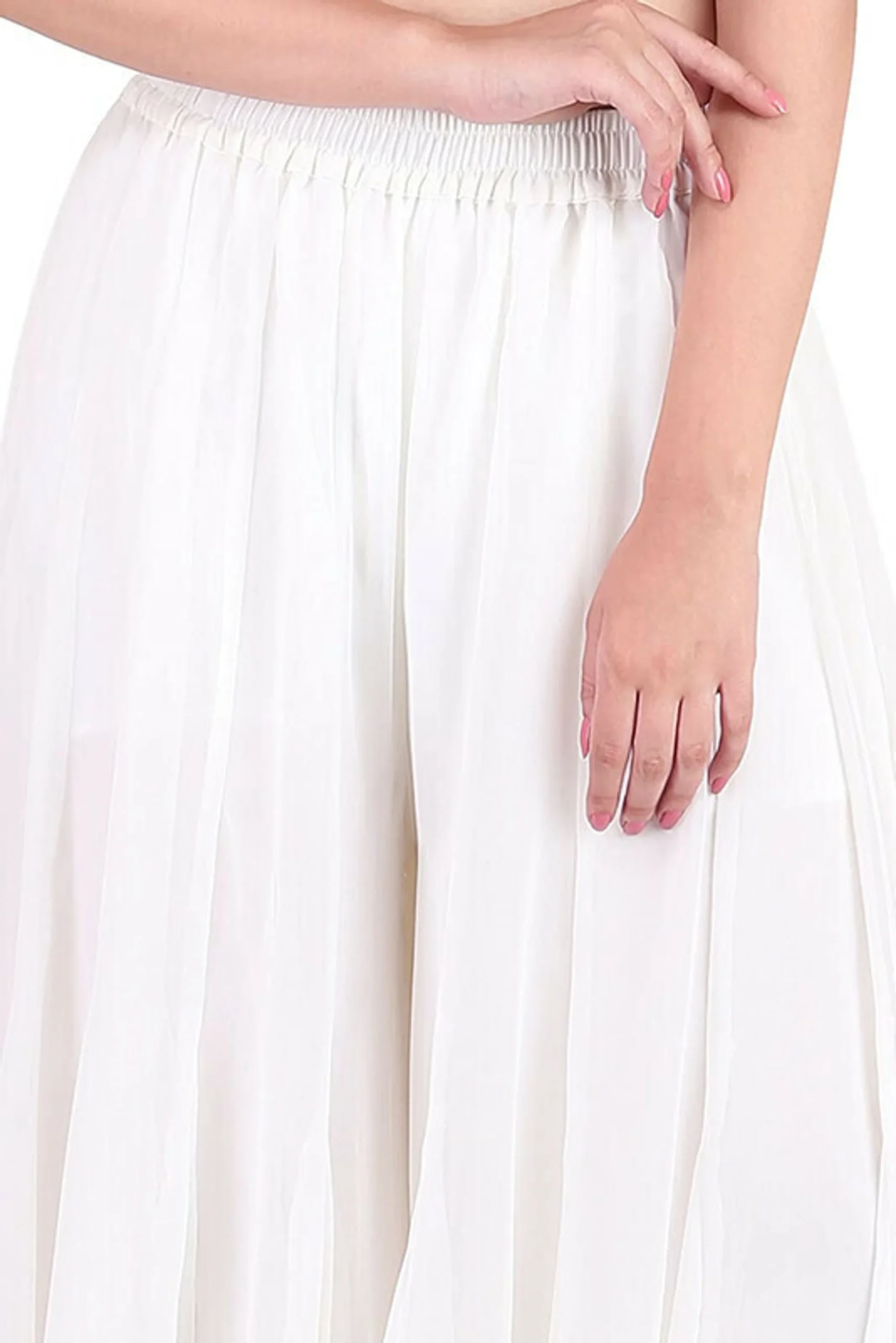 Flared Red Georgette Trousers - Image 2