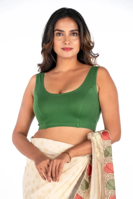 Lefe Green U-Neck Women Blouse