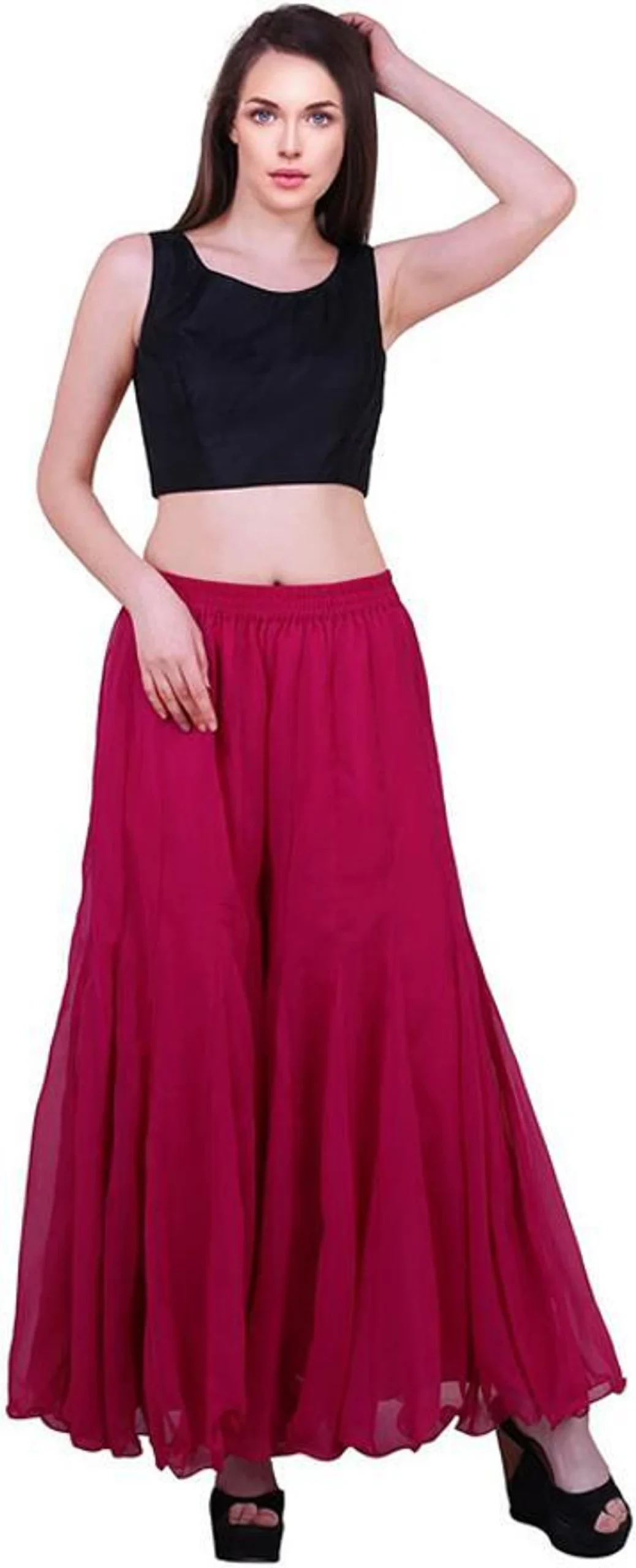 Flared Yellow Georgette Trousers