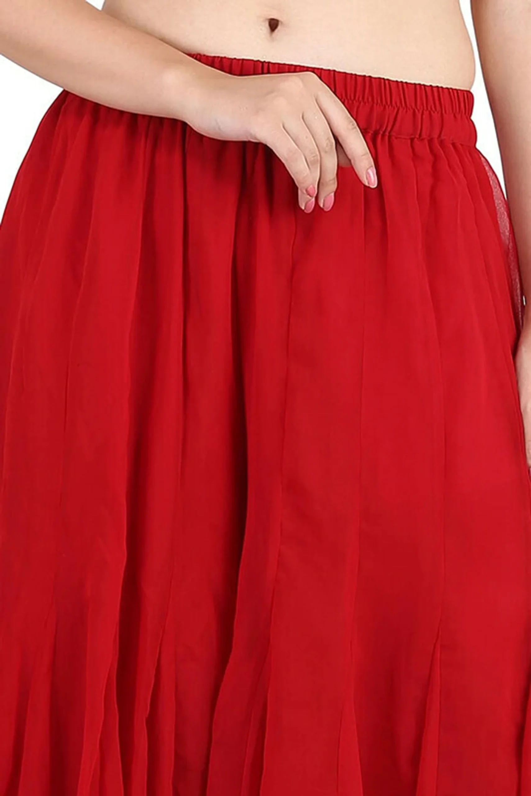 Flared Red Georgette Trousers - Image 9